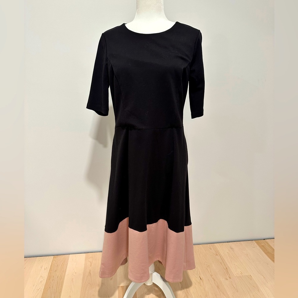Boden black and blush mid sleeve dress. Size 10.